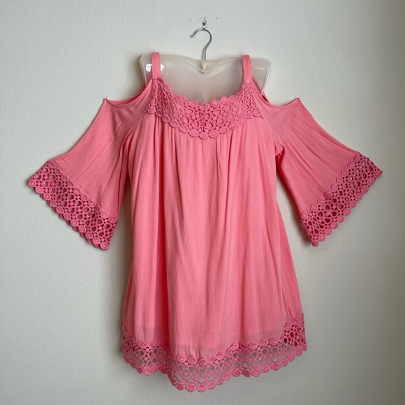 CROWN AND IVY COLD SHOULDER PEACH DRESS SIZE XL - Picture 4 of 5